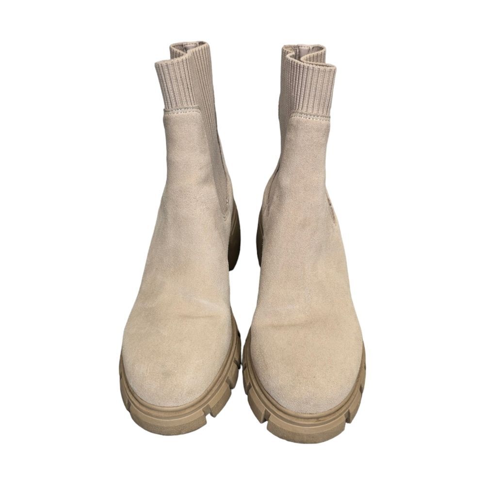 Steve Madden Women's Hutch Tan Sand Suede Chelsea Chunky Heel Boots Sz 9 - Picture 2 of 15